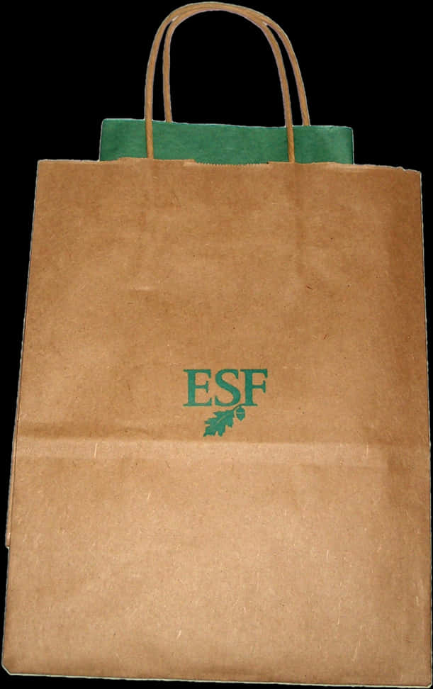 Brown Paper Tote Bagwith Green Handles PNG Image