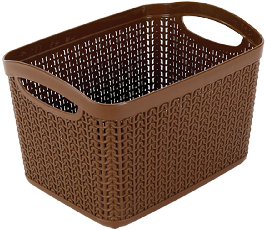 Brown Plastic Woven Basket PNG Image