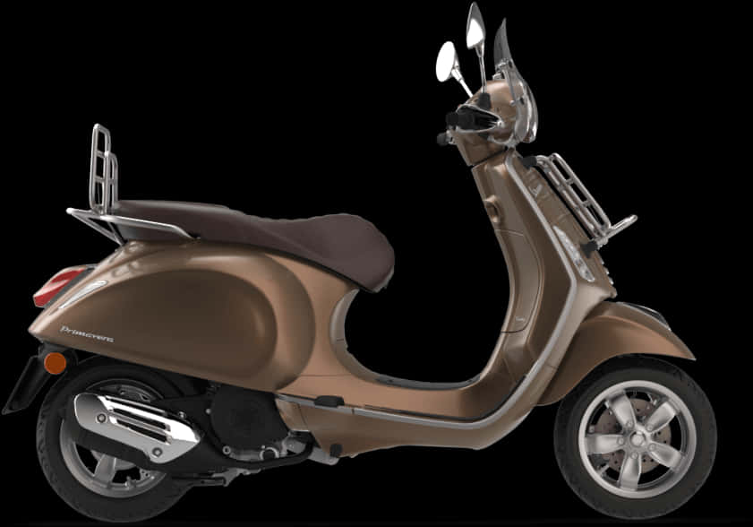 Brown Retro Scooter Profile View PNG Image