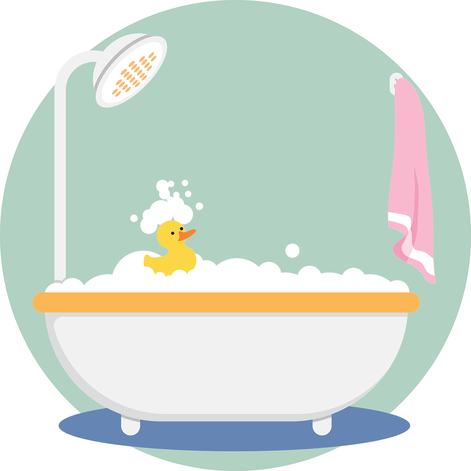 Bubble Bathwith Rubber Duck Illustration PNG Image