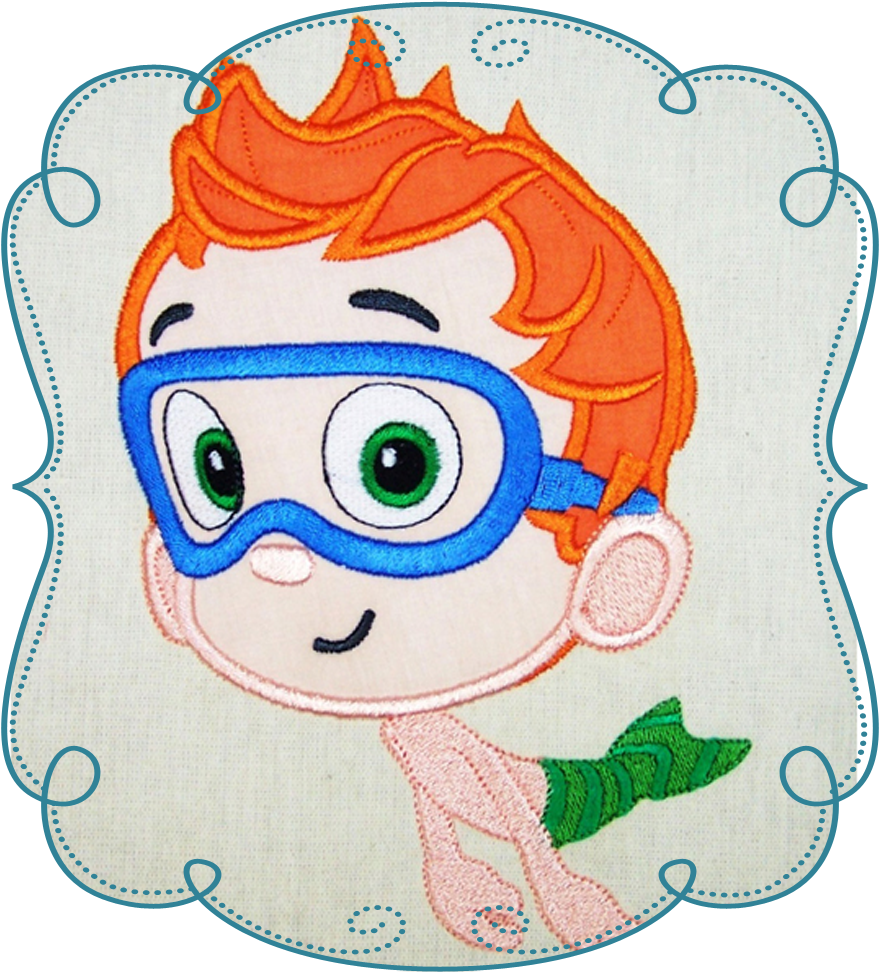 Bubble Guppies Embroidered Character PNG Image