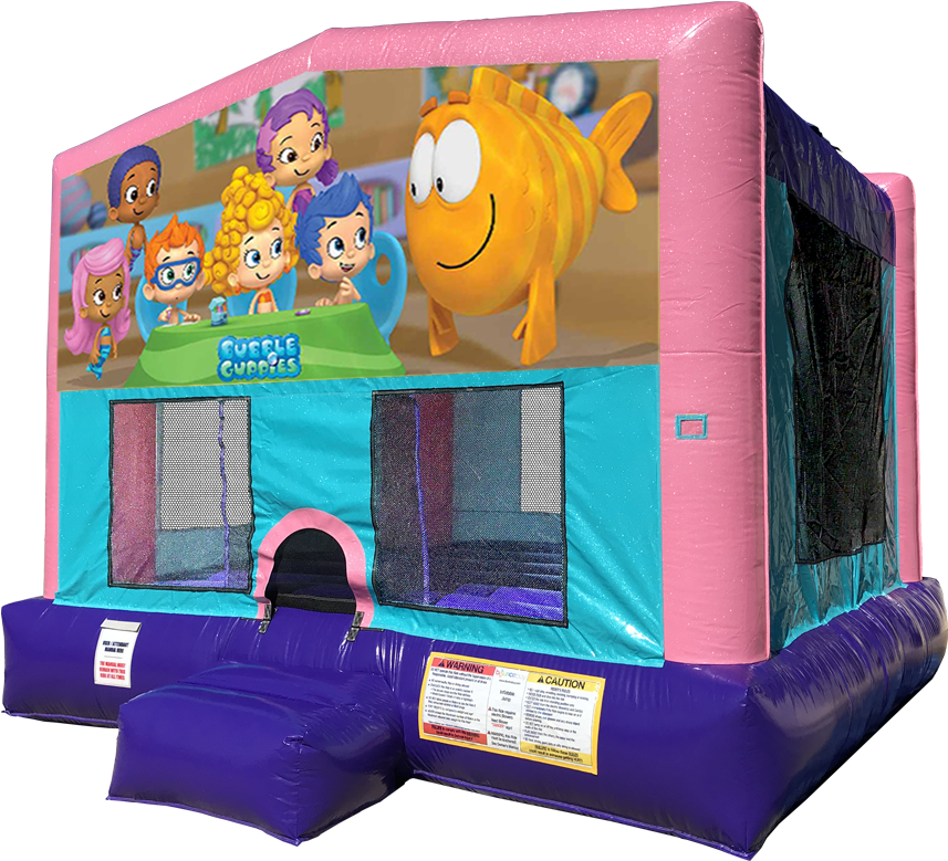 Bubble Guppies Themed Bounce House PNG Image