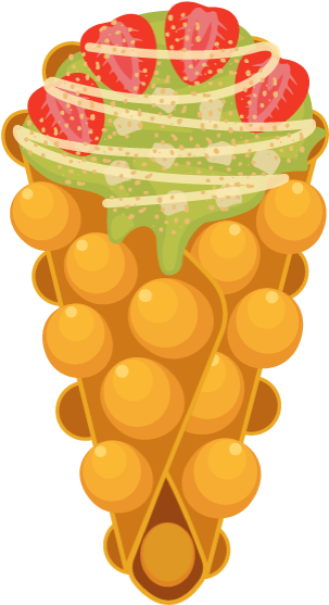 Bubble Wafflewith Strawberriesand Cream PNG Image