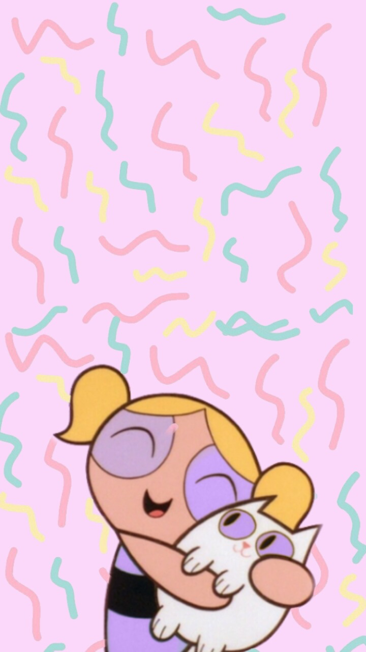 Bubbles Hugging Octi Powerpuff Girls PNG Image