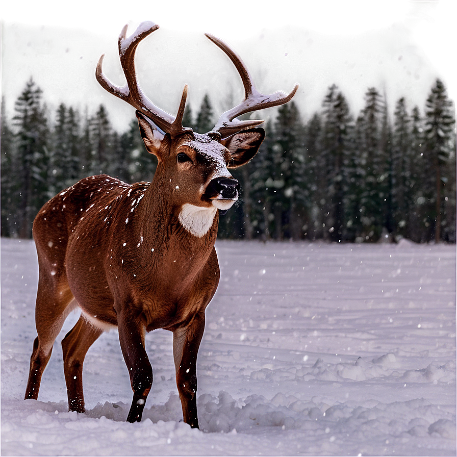 Buck In Snowstorm Png 06252024 PNG Image