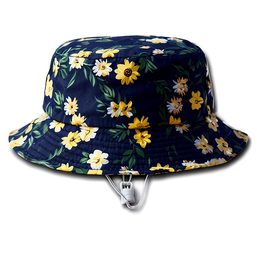 Bucket Hat With Flowers Png Qpu PNG Image