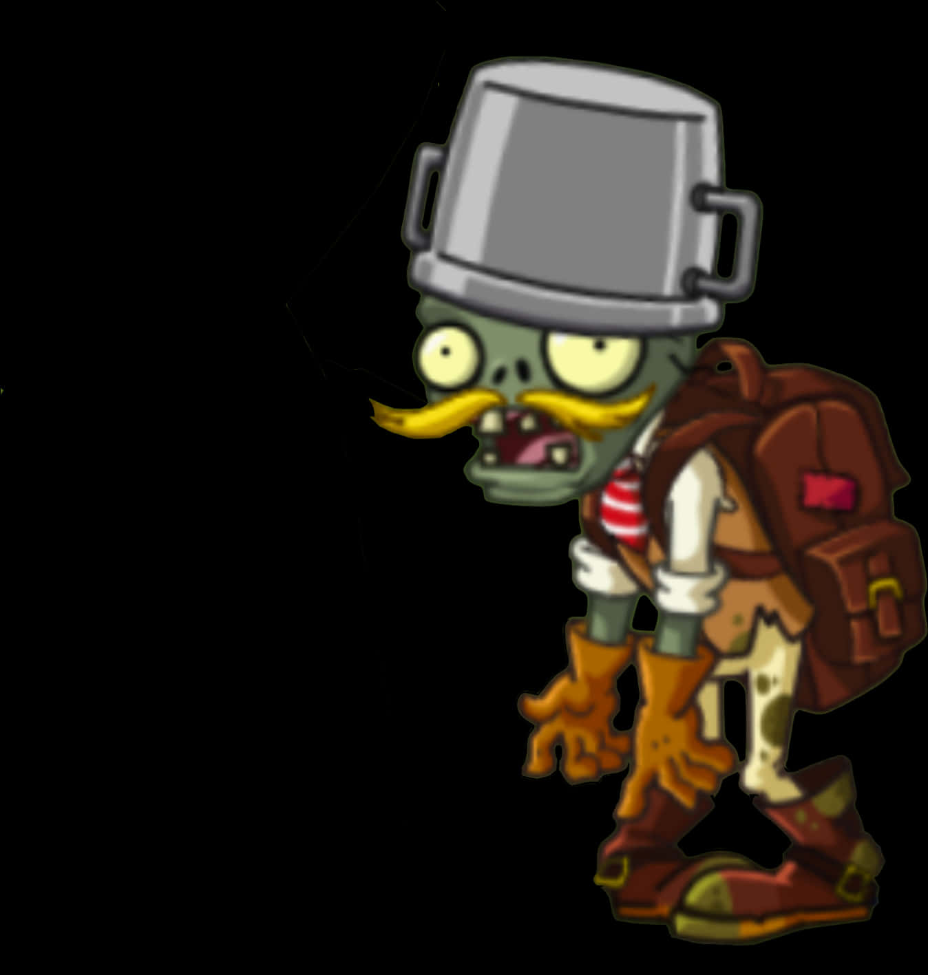 Buckethead_ Zombie_ Cartoon PNG Image