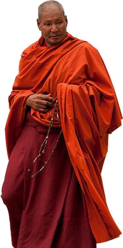 Buddhist_ Monk_in_ Traditional_ Robes PNG Image