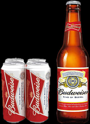 Budweiser Beer Bottleand Cans PNG Image