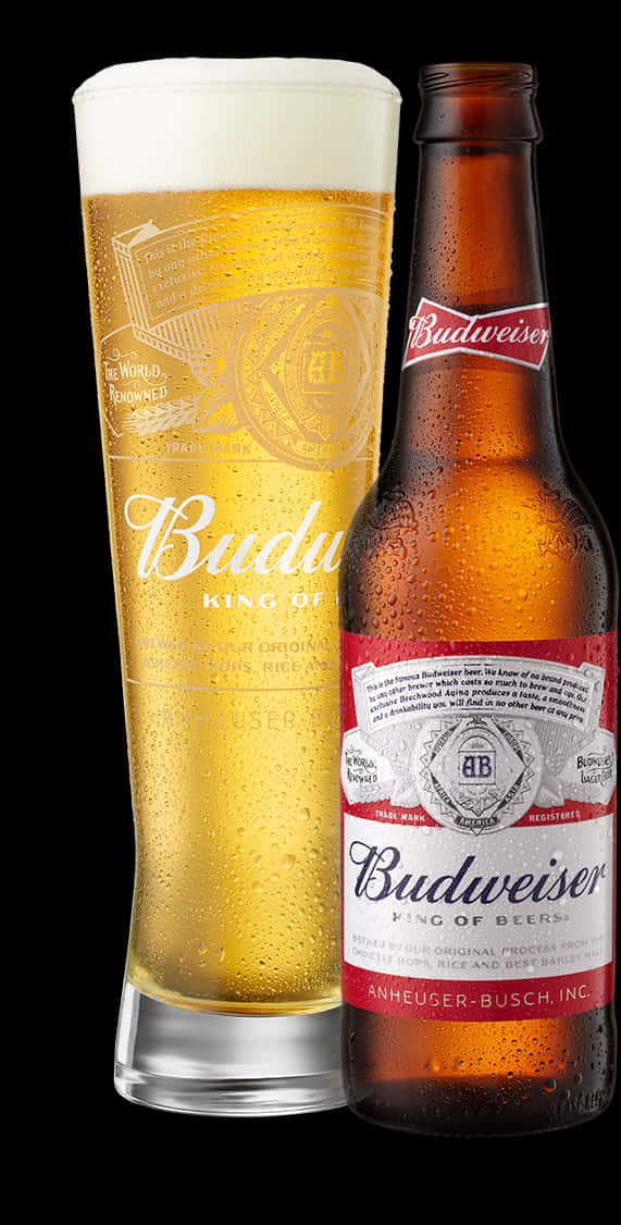 Budweiser Beer Bottleand Glass PNG Image