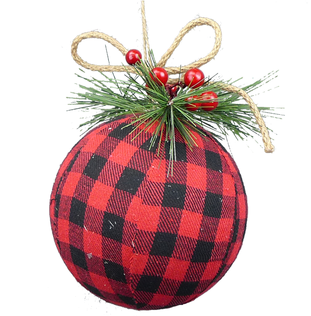 Buffalo Plaid Christmas Ornament PNG Image