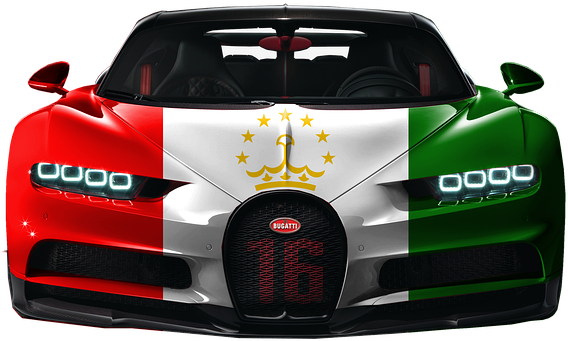 Bugatti Chiron Tajikistan Flag Design PNG Image