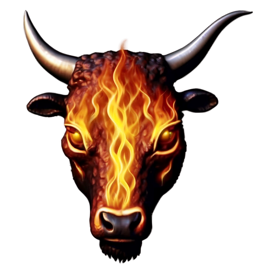 Bull Head In Flames Png Mbd PNG Image