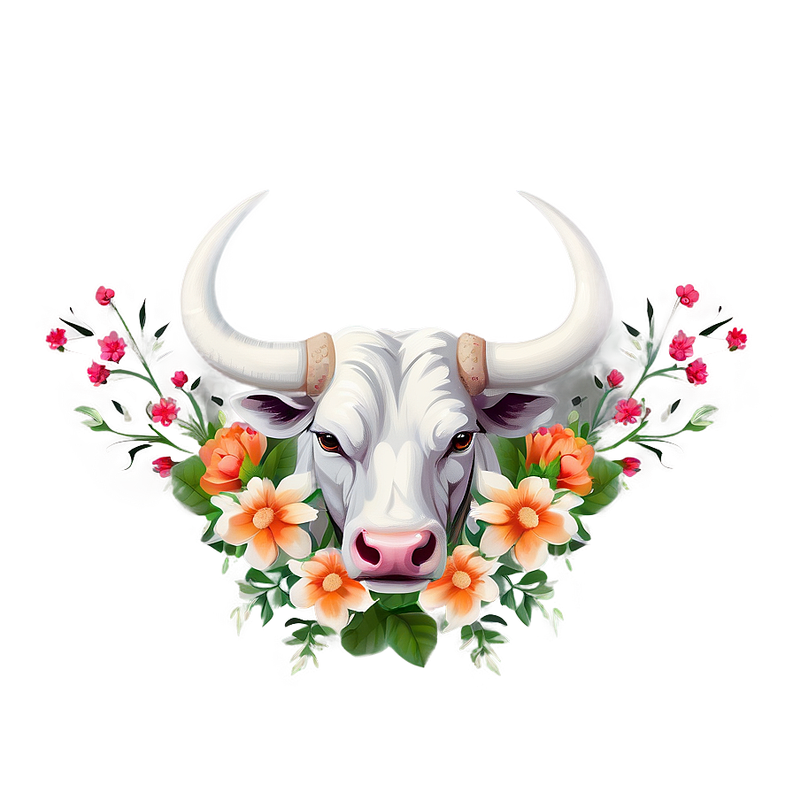 Bull Head With Flowers Png 06132024 PNG Image