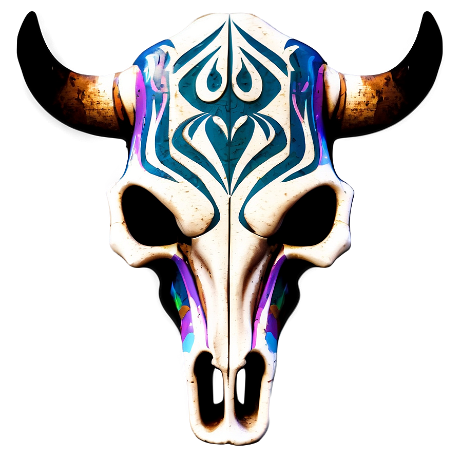 Bull Skull With Abstract Elements Png Htv37 PNG Image