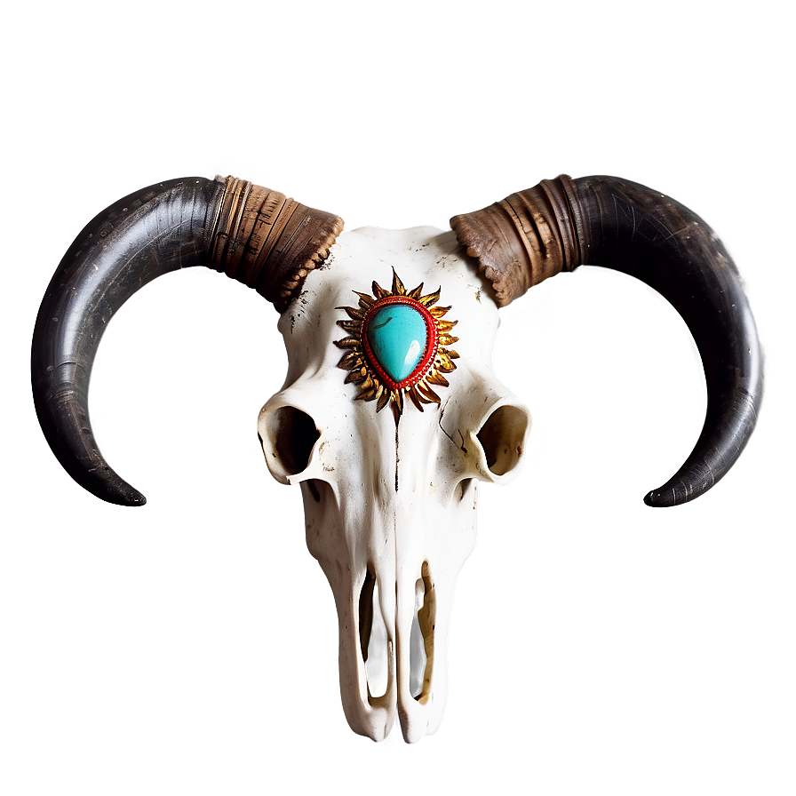 Bull Skull With Eagle Feathers Png Loa PNG Image