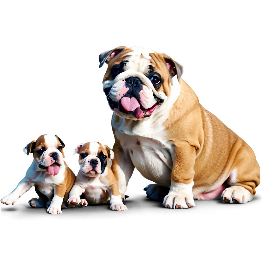 Bulldog With Puppies Png Amx PNG Image