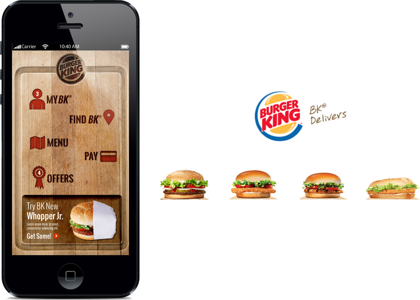 Burger King Mobile Appand Delivery Service PNG Image