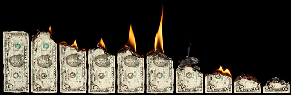 Burning Dollar Bills PNG Image