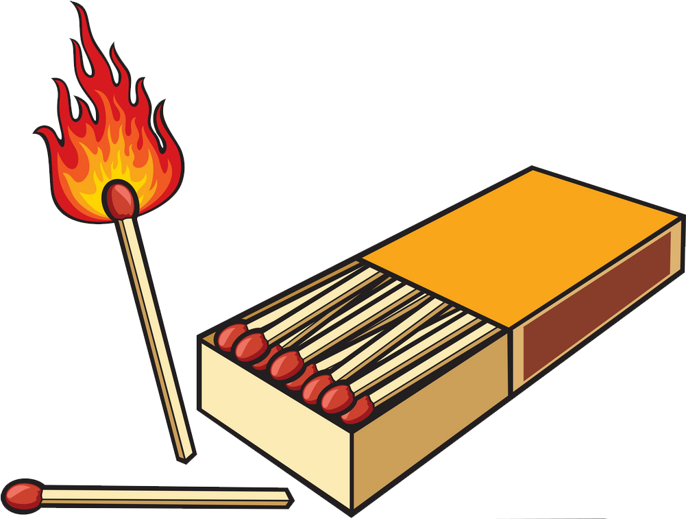 Burning Matchand Matchbox PNG Image