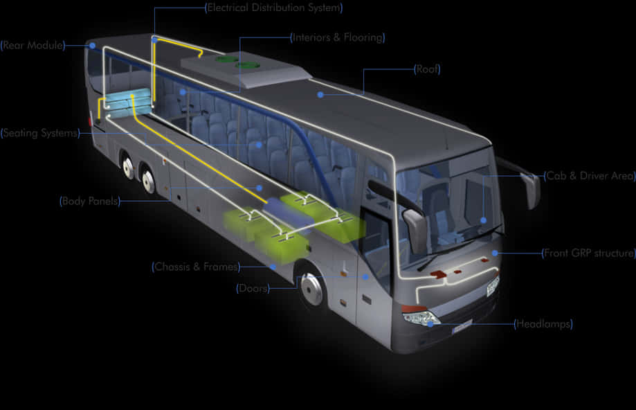 Bus Components Exploded View PNG Image