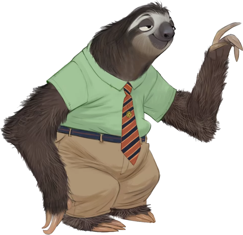 Business Casual Sloth Character PNG Image