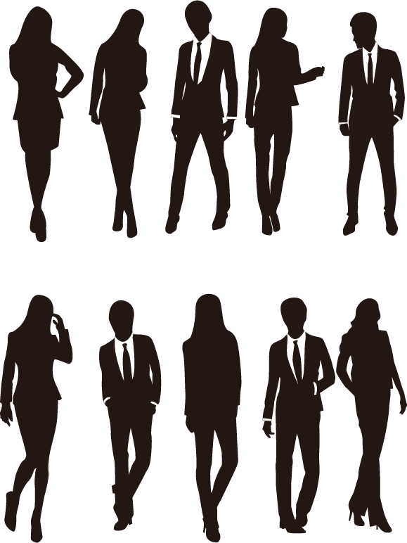 Business People Silhouettes Collection PNG Image