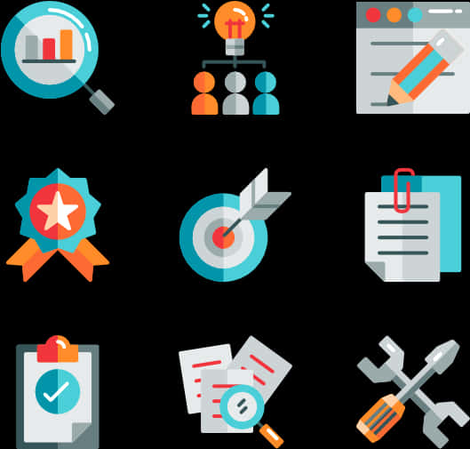 Business Performance Icons Set PNG Image