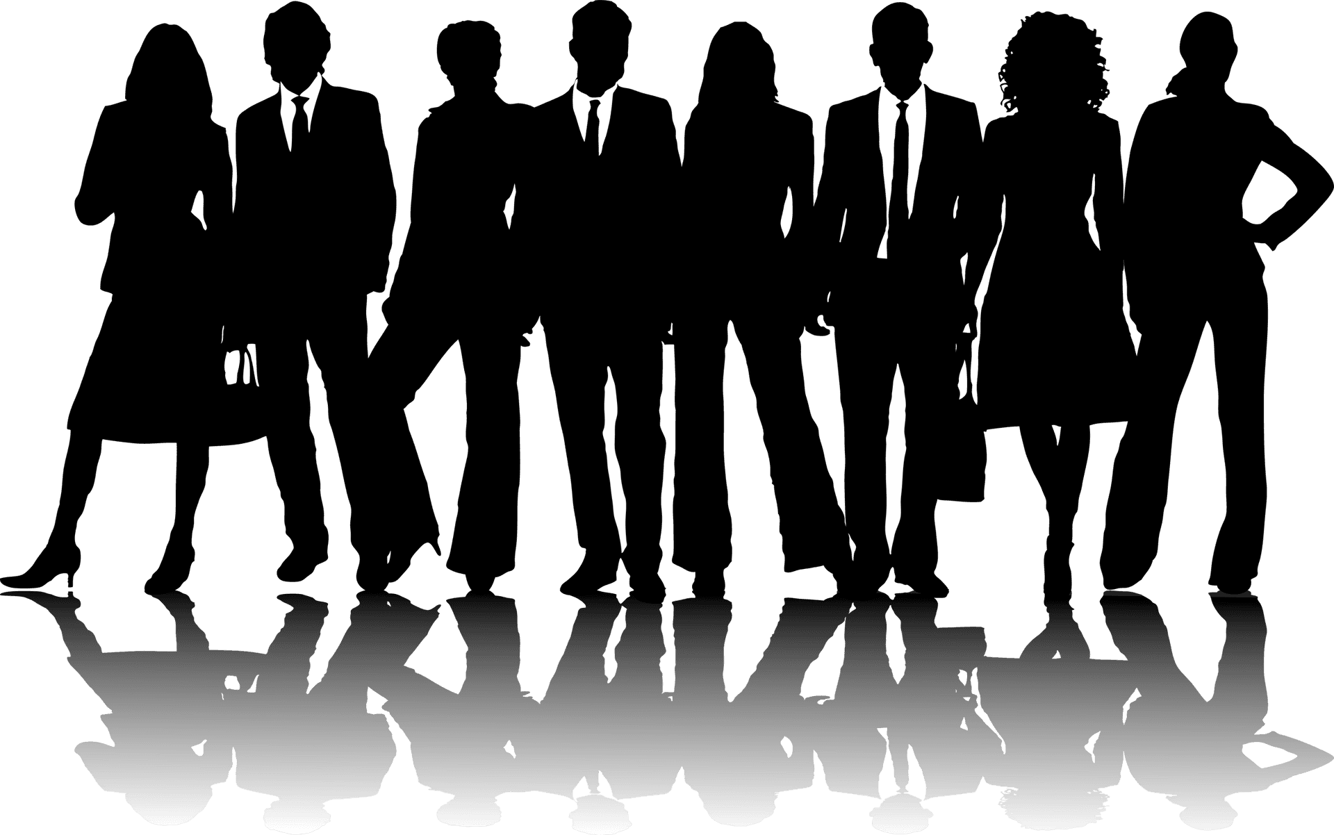 Business Team Silhouette Reflection PNG Image