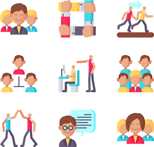 Business Teamwork Icons Set PNG Image