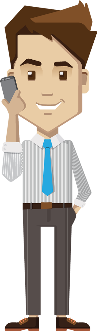 Businessman Cartoon Using Phone PNG Image