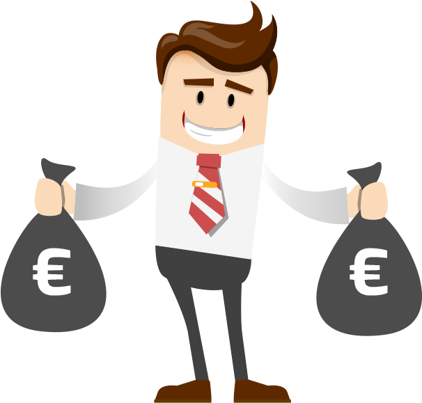 Businessman Holding Euro Money Bags Vector PNG Image