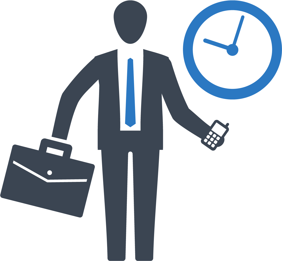 Businessman Iconwith Clockand Phone PNG Image