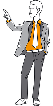 Businessman Pointing Upward Illustration PNG Image