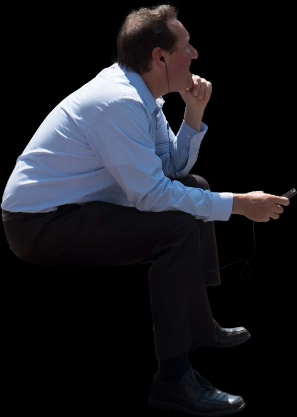 Businessman Sitting Invisible Chair PNG Image