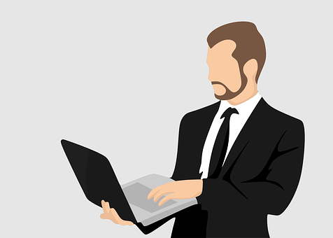 Businessman Using Laptop PNG Image