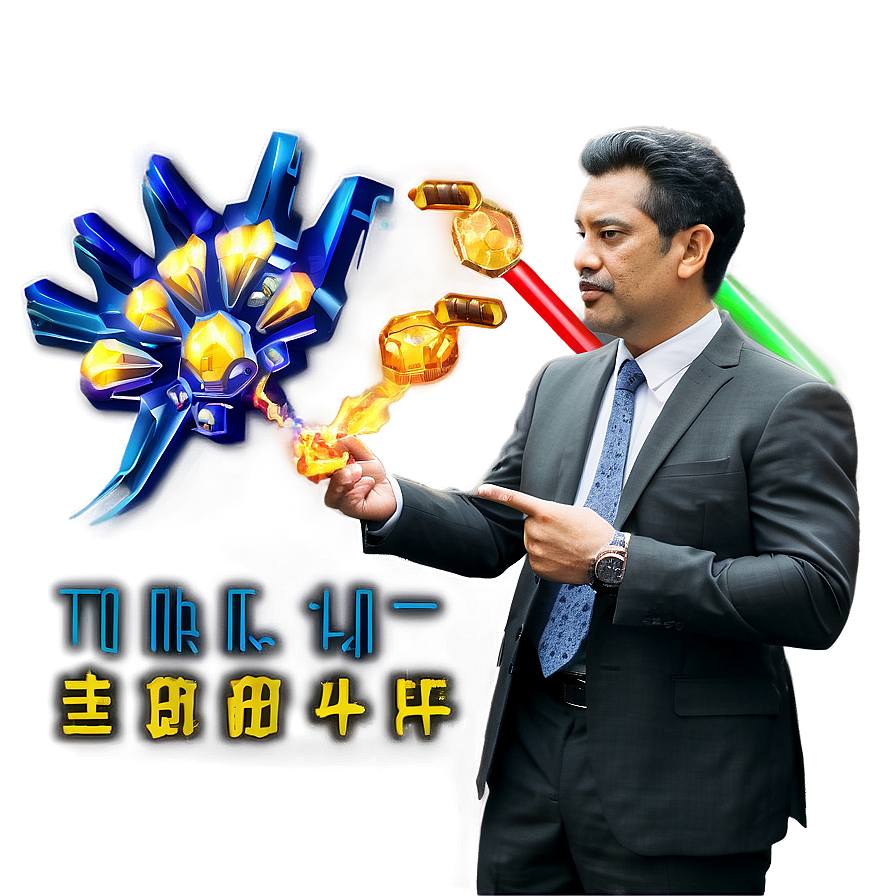 Businessman With Energy Gauntlet PNG Image