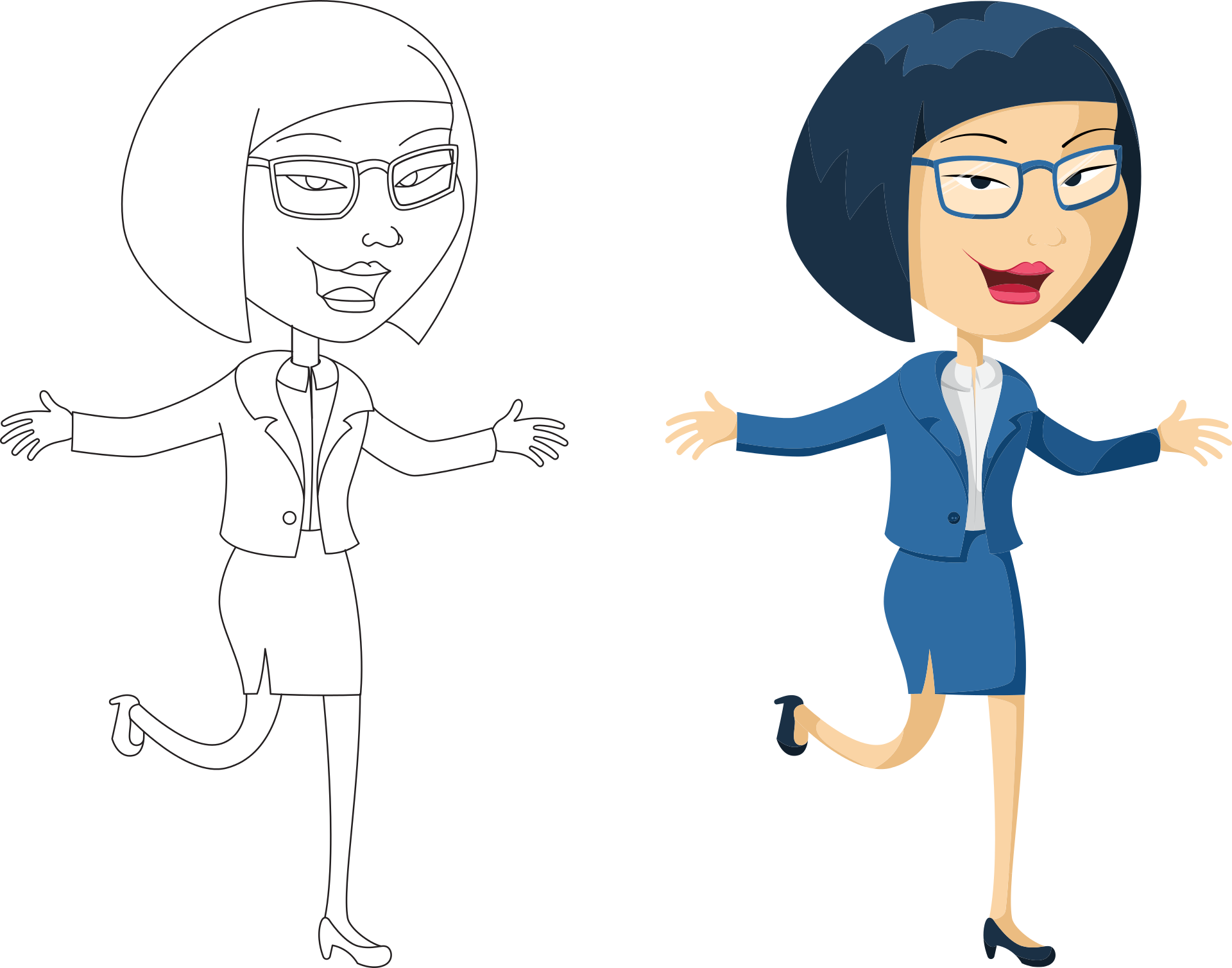 Businesswoman Cartoon Character Progression PNG Image