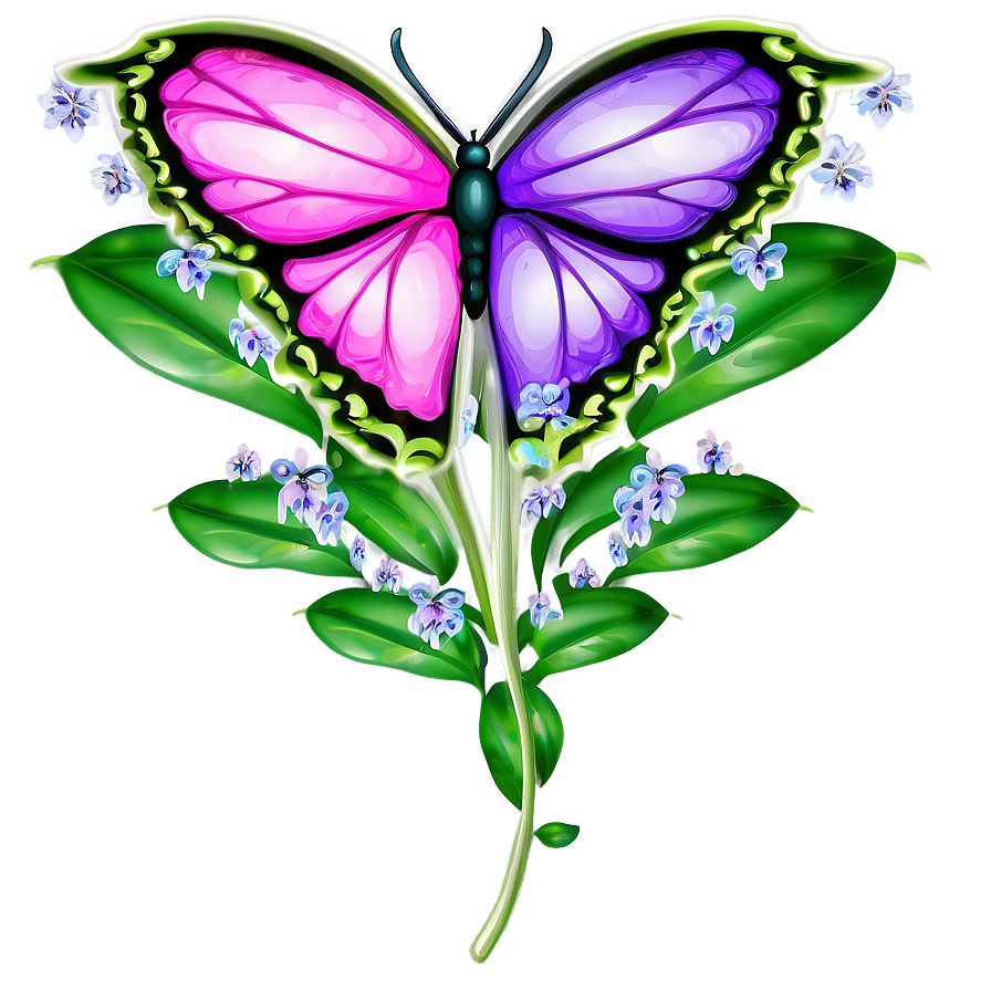 Butterfly And Flower Frame Png Psq81 PNG Image