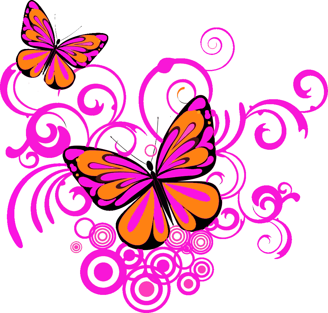 Butterfly Floral Corner Design PNG Image