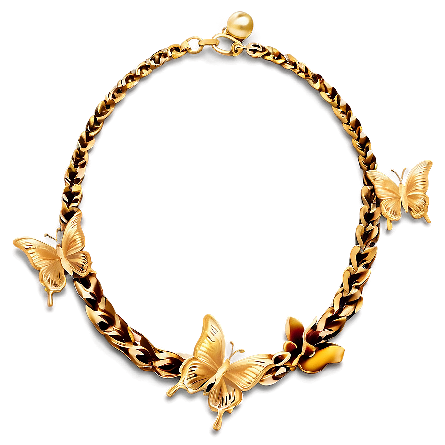 Butterfly Gold Necklace Png 06122024 PNG Image