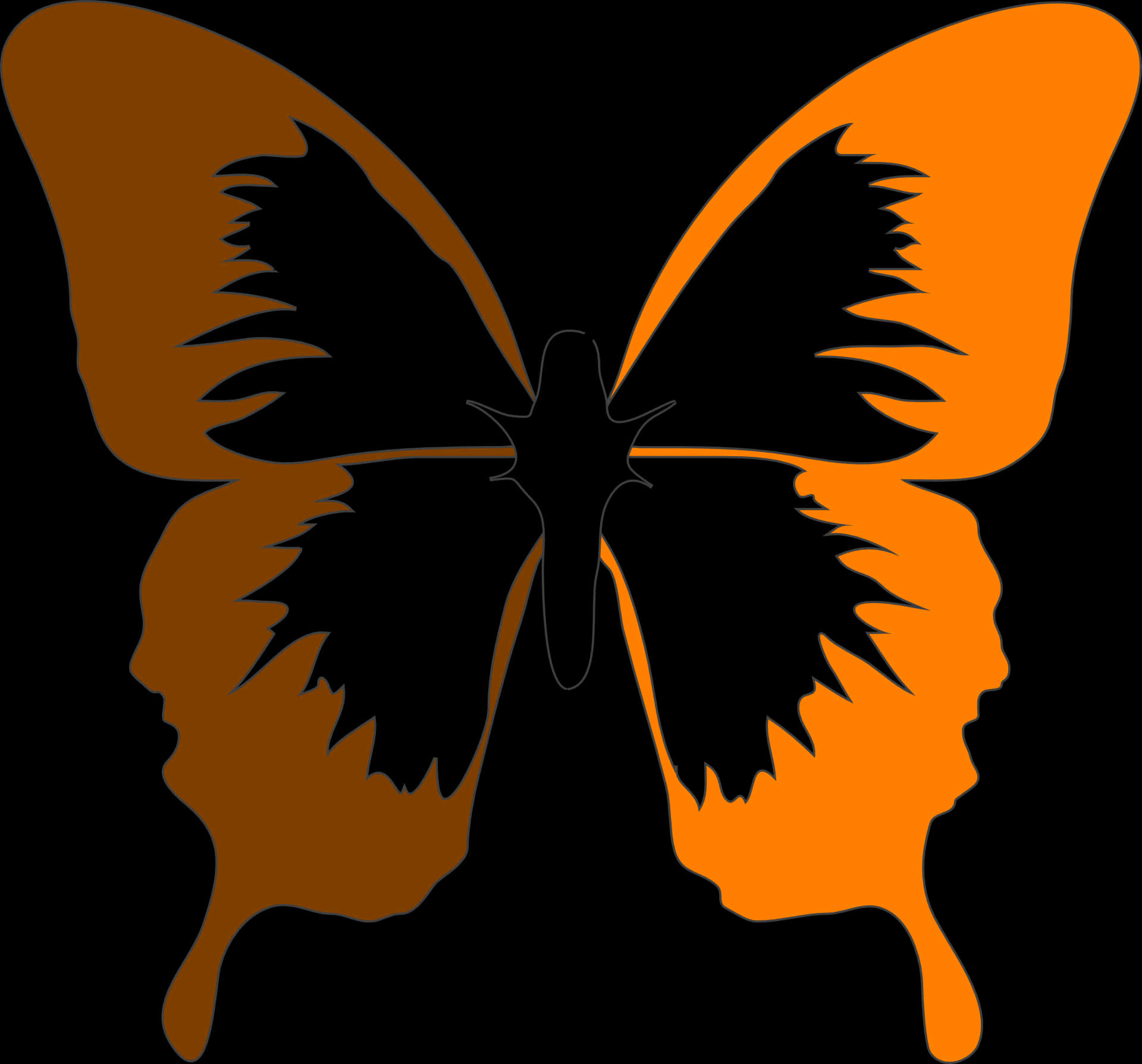 Butterfly Silhouette Faces Art PNG Image