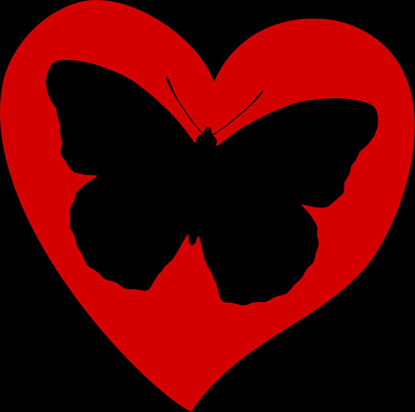 Butterfly Silhouette Heart Clipart PNG Image