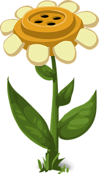 Button Flower Cartoon Illustration PNG Image