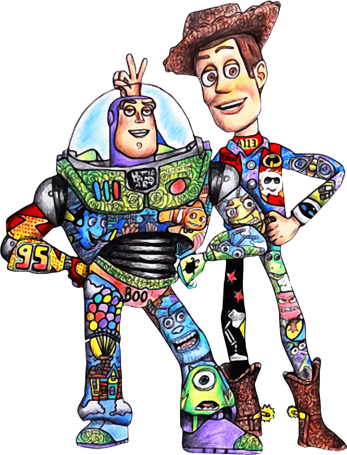 Buzzand Woody Doodle Art PNG Image