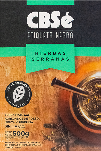 C B Sé Etiqueta Negra Yerba Mate Packaging PNG Image