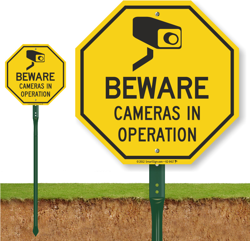 C C T V Warning Signs PNG Image