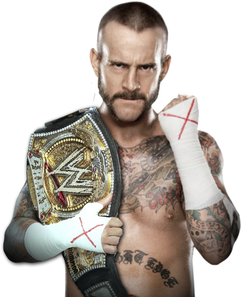 C M Punk Champion Pose PNG Image