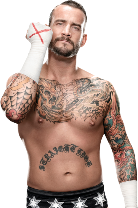 C M Punk Tattooed Wrestler Pose PNG Image