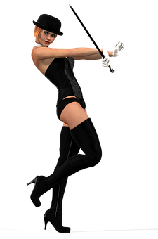 Cabaret Dancer Black Attire PNG Image